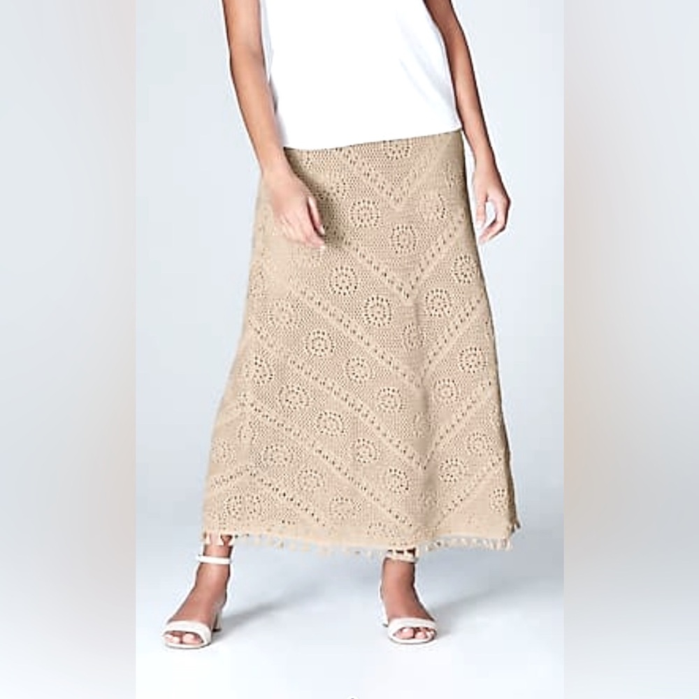 J. Jill Crocheted Fringed Maxi Skirt🎄